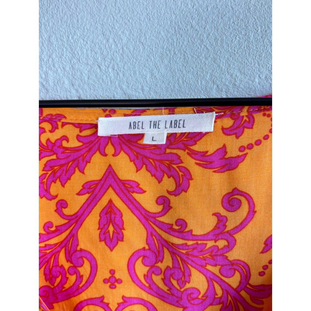 Abel The Label Maxi Dress Orange Pink Womens L Flattering Boho Summer Vacay - Picture 4 of 11